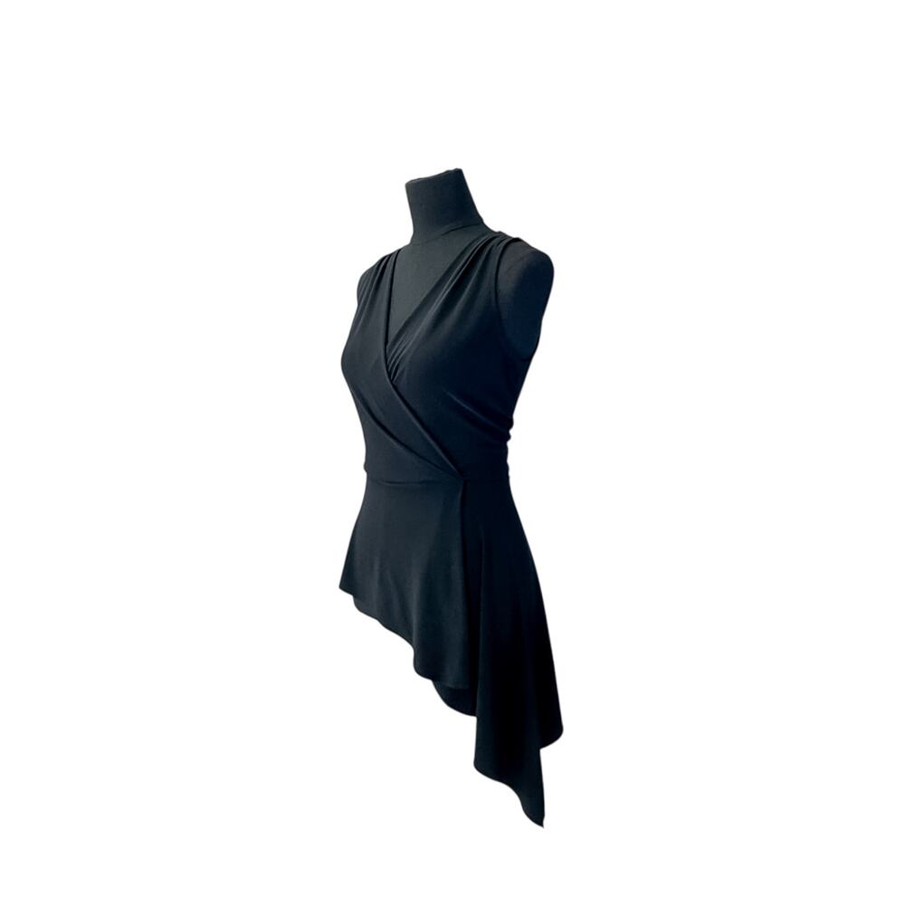 White House Black Market Black Asymmetrical Draped Sleeveless Blouse Size S - Picture 3 of 9